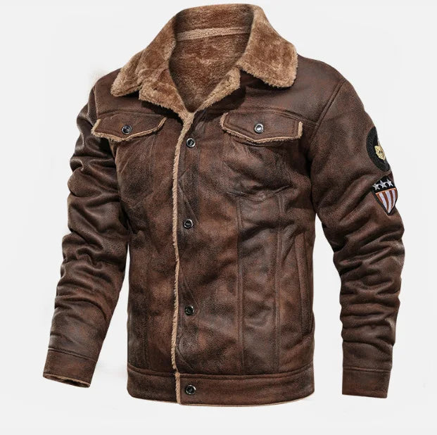 Autumn Winter Coat Men Jacket Vintage Solid Turn-Down Collar Outdoor Training