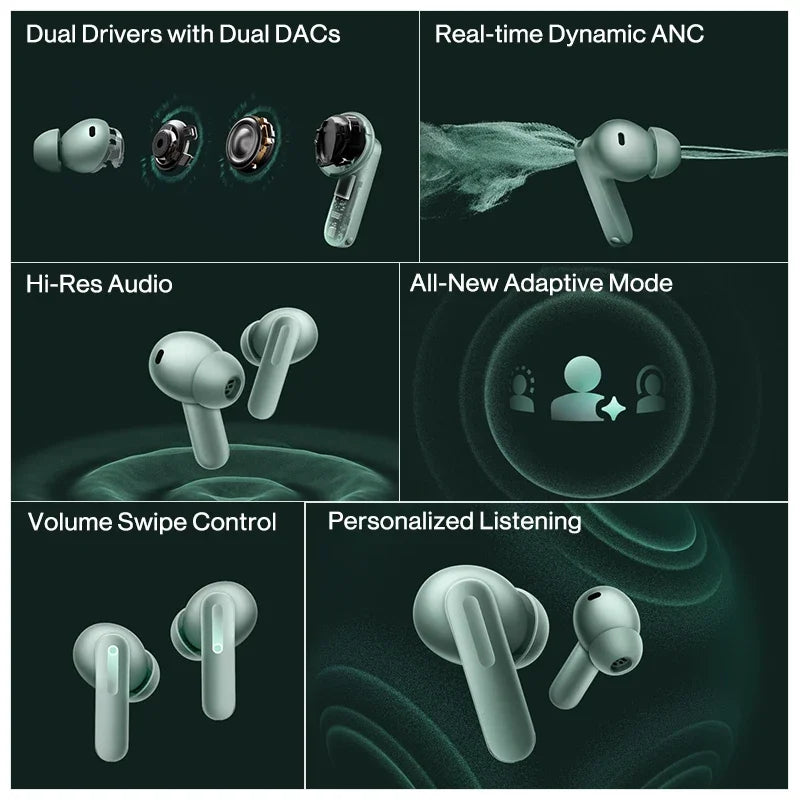OnePlus Buds 4 Earphones Global Version 55dB ANC AI Call Noise Cancelling Portable Earbuds LHDC 5.0 Wireless Bluetooth 5.4