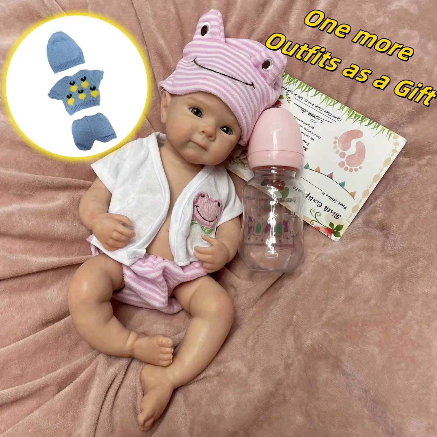 Can Open Mouth 33cm Bettie Solid Silicone Bebe Reborn Girl With 2 Sets Outfits 3D Painted Skin Soft Reborn Doll For Kid's Gift