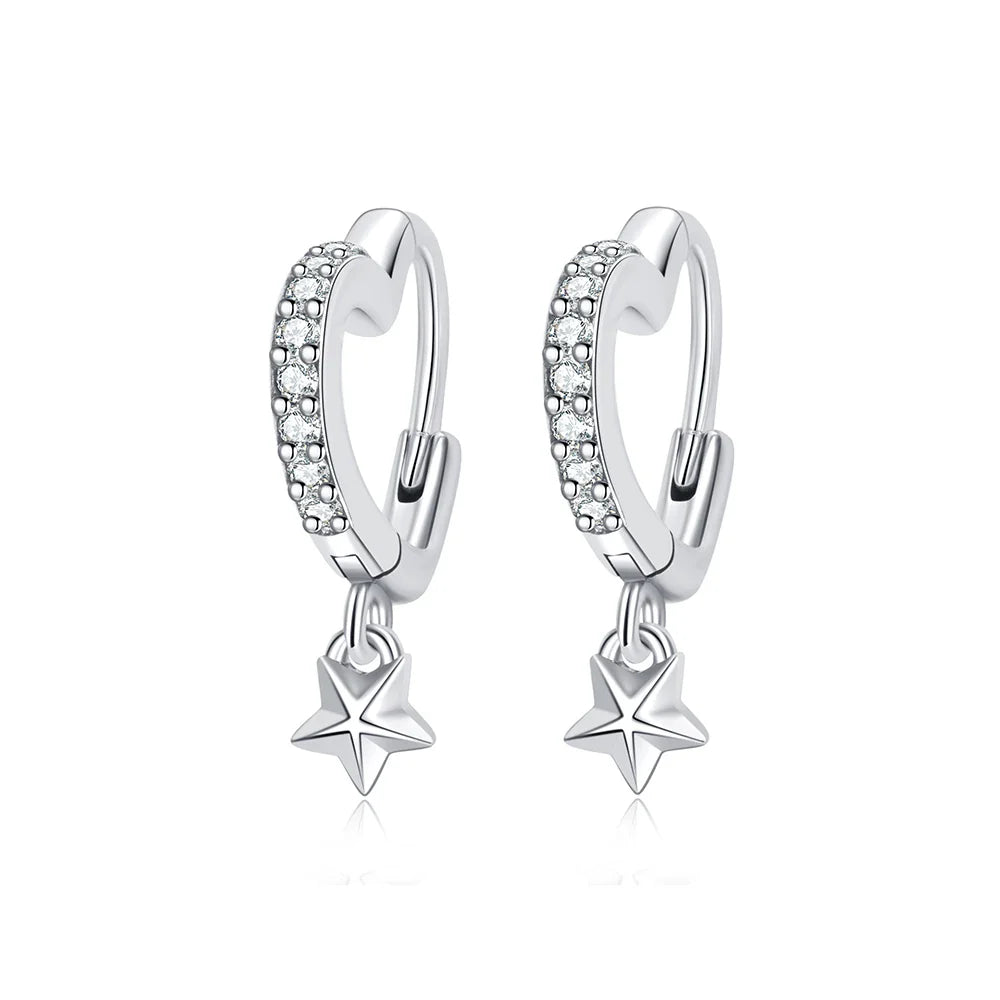 Original 925 Sterling Silver Earrings 2025 Stud Hoop Crystal Earings For Women Rose Gold Crown Heart Infinity Bee Earing Jewelry