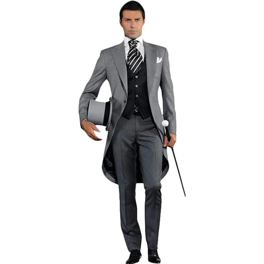 Tuxedo for Mens: Men's 3 Piece Tailcoat Tuxedo One Button Formal Slim Fit Suit