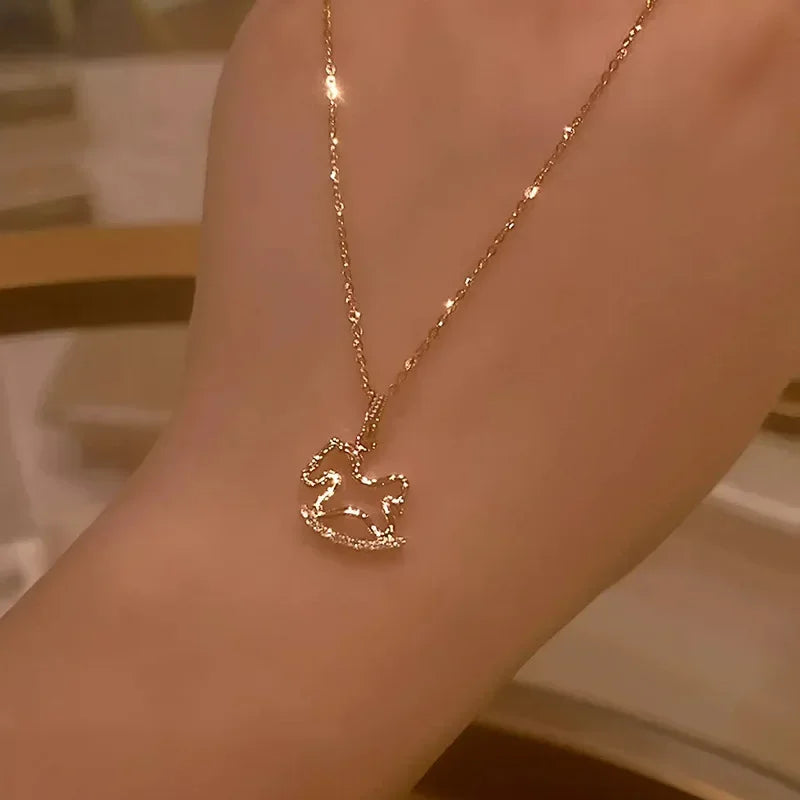 Stainless Steel Necklaces Black Exquisite Minimalist Square Pendant Choker Chains Fashion Necklace For Women Jewelry Party Gifts