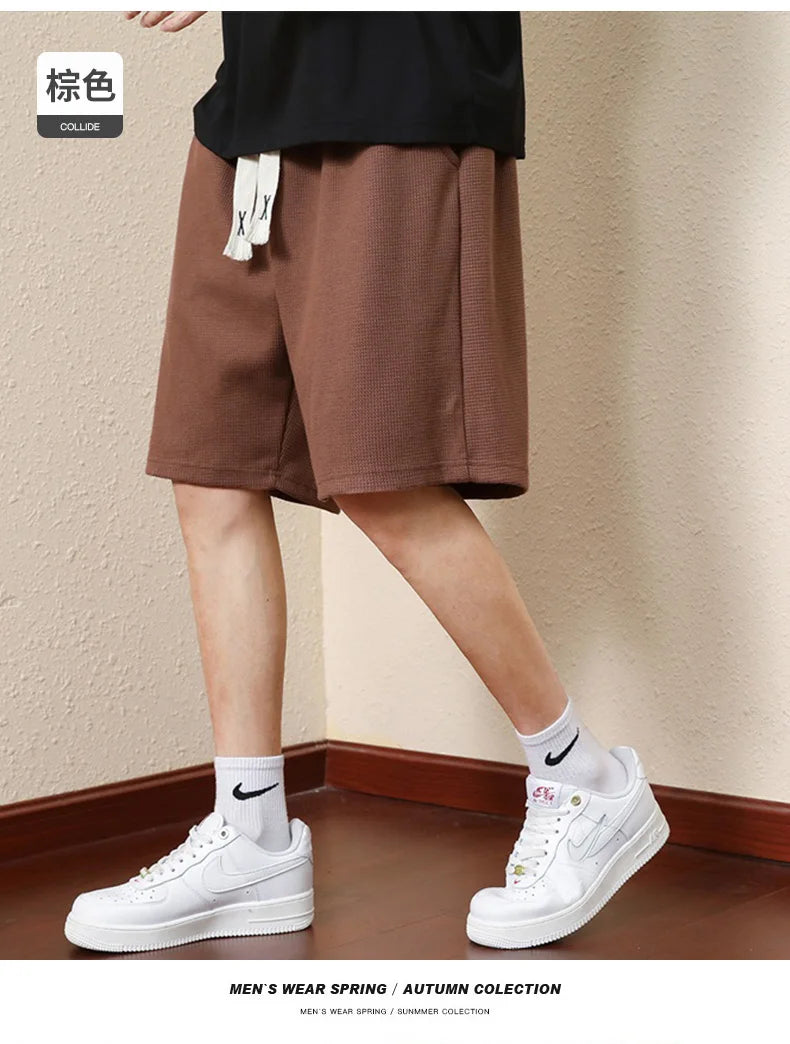 Men's Bermuda Shorts Loose Straight Barrel Beach Shorts Fashion Knitted