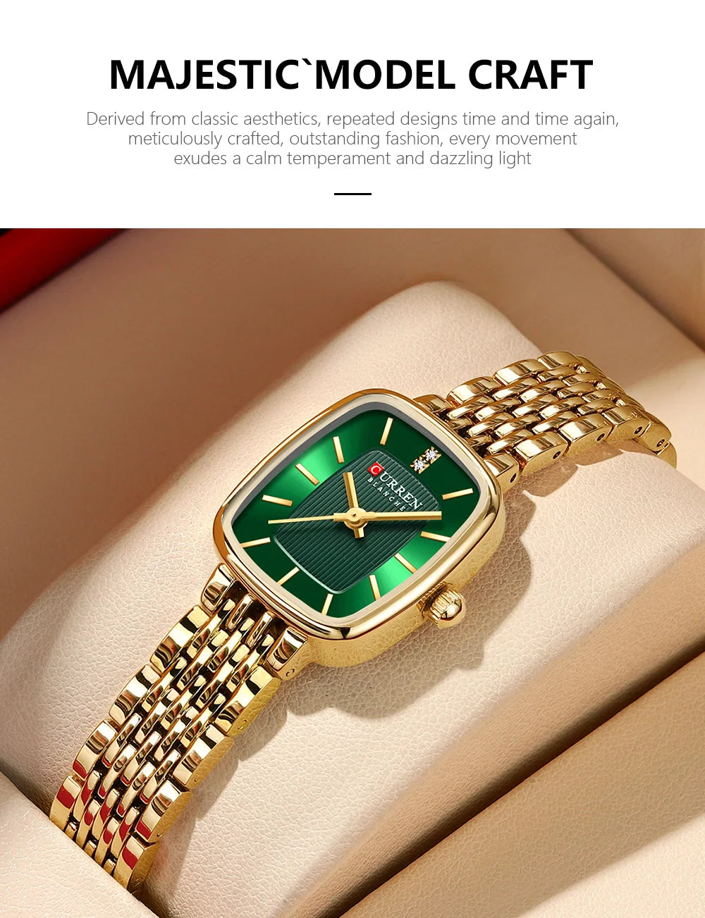CURREN Fashion Rectangular Ladies Watches New Quartz Waterproof Stainless Steel Strap Wristwatch for Women