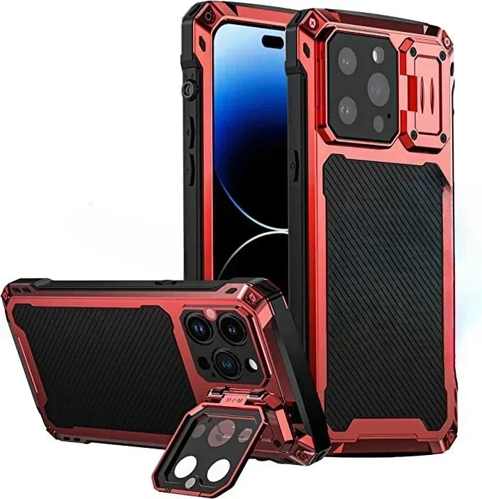 Heavy Duty Military Armor Metal Case For iPhone Air 17 16 15 Plus 14 Pro Max Shockproof Cover Camera Screen Protector Magsafe