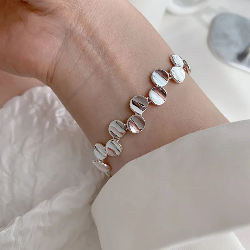 925 Sterling Silver Bangle Bracelet 2 Balls Geometric Polished Punk Stackable For Woman Girl Jewelry Gift Dropship Wholesale
