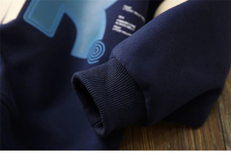 Boys Autumn Sets Children's Clothes Suit Winter Thickened Warm Outfits New Kids Letter Sweatshirt Pants 2 Piece Teen Sportswear