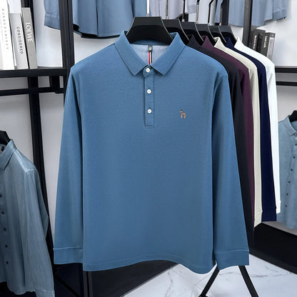 Premium Brand Quality Men's Polo Shirt Autumn Fashion Cartoon Embroid Long Sleeve Exquisite Lapel T-Shirt Business Menswear Top