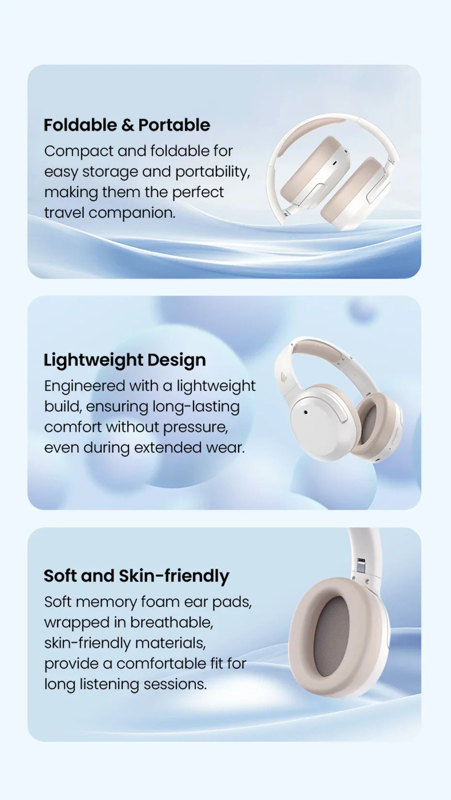 Edifier W820NB Plus(2025 Ver.) ANC Wireless Headphone Bluetooth 6.1 Over-ear Headset -49dB Noise Canelling Earphone Hi-Res Audio