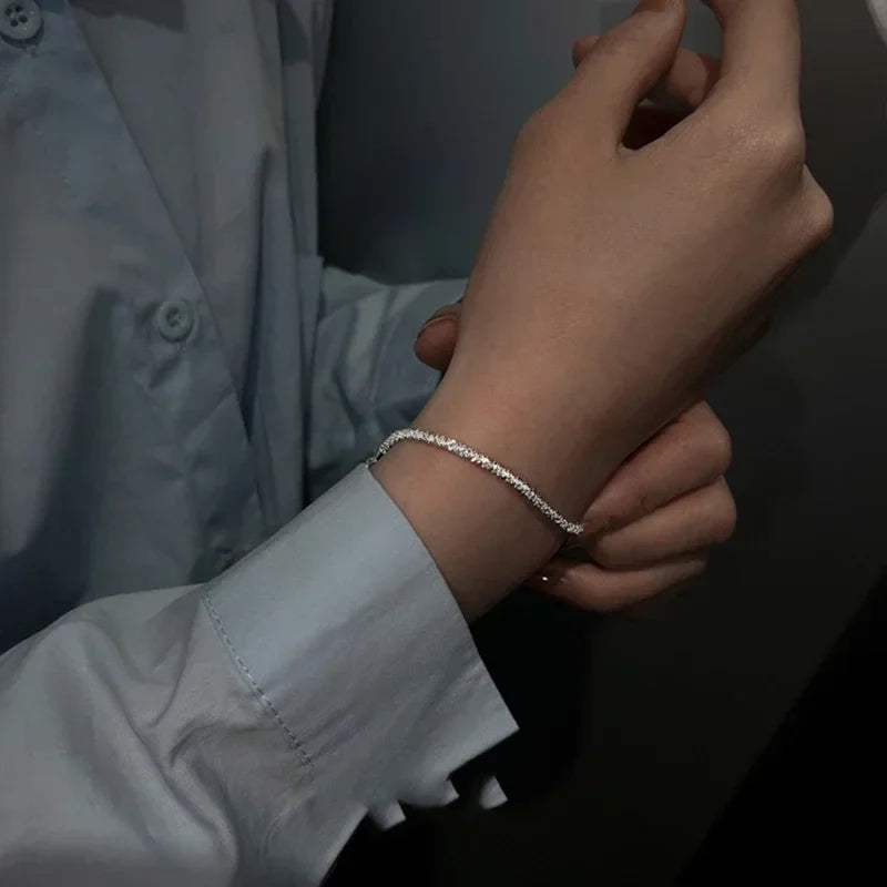 New Silver Colour Sparkling Gypsophila Adjustable Bracelet & Bangle for Women Fine Fashion Jewelry Wedding Party Gift