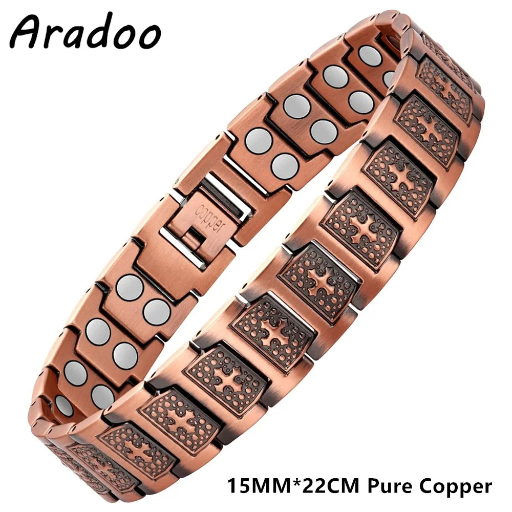 ARADOO Copper Bracelet for Men Pure Copper Neodymium Magnetic Link Bracelets Jewelry Gift