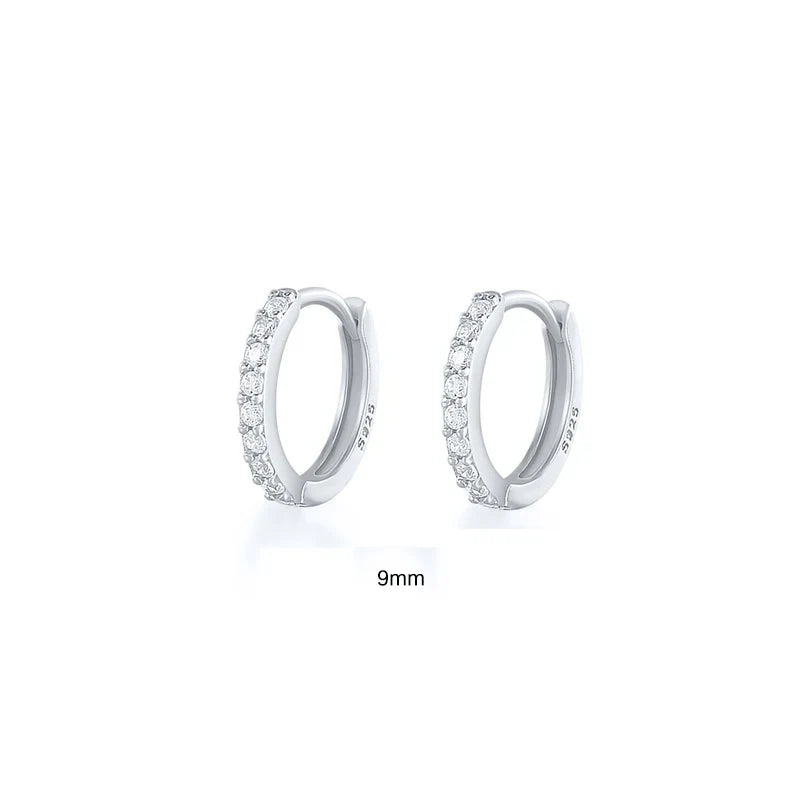 6/7/8/9 MM Cartilage Circle Earrings 925 Sterling Silver Bling CZ Huggie Hoop Earring for Women Piercing Buckle Wedding Jewelry