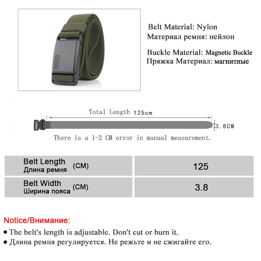 2026 New Fashion Nylon Belt  Magnetic Buckle Adjustable Belts For Men Elastic Belts High Quality Wear-resistant Training Belt