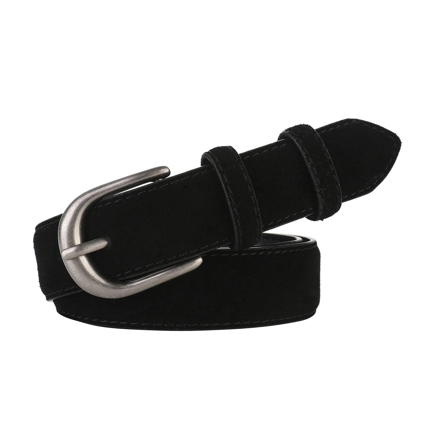 Fashion Suede Cowhide Women‘s Belts Genuine Leather 2.8cm Wide Belt Metal Buckle Women Belt Matched Dress Jeans Skinny Girdle