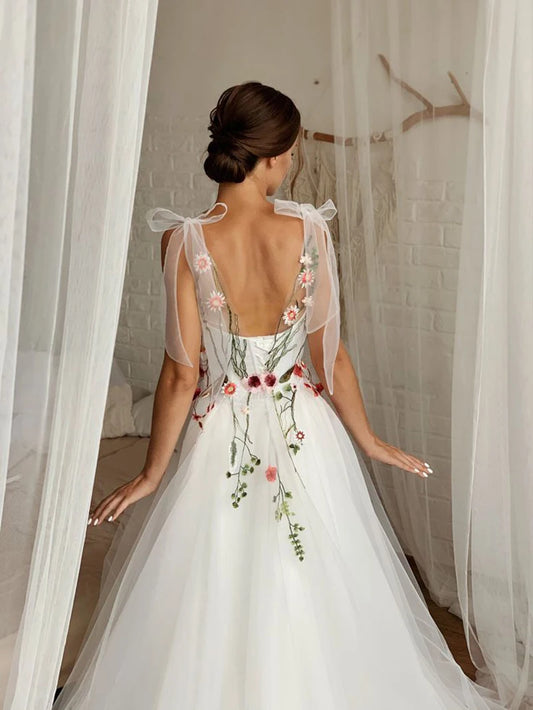 White Bridesmaid Dresses: Wedding Dresses Backless Bridal Gown Lace Up Fairy
