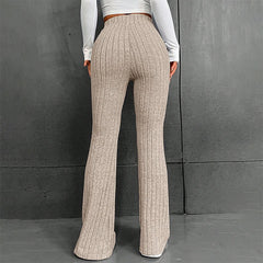 Solid Wide Pit Stripe Casual Knitted Wide-Legged Pants For Women Keep