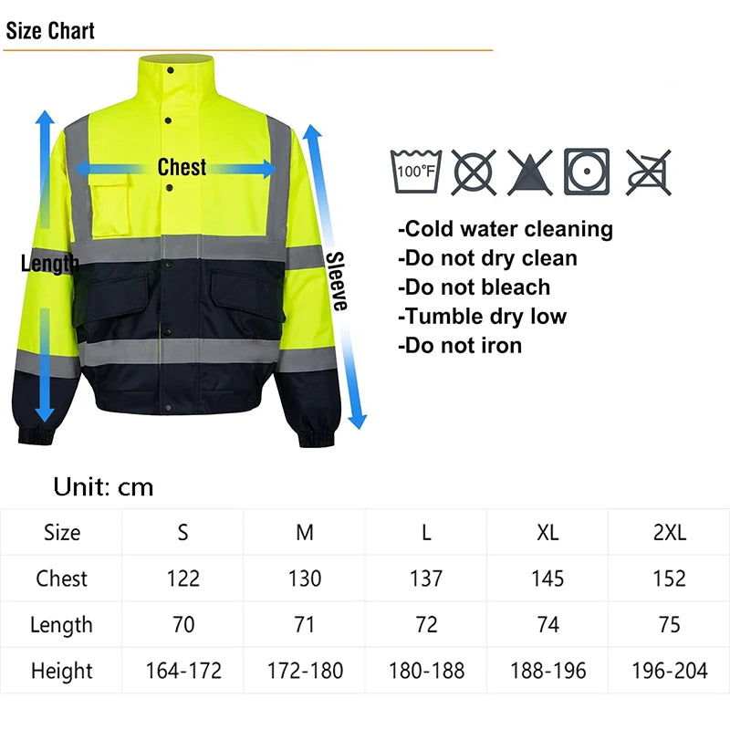 Safety Hoodie Jacket for Men Construction Windbreaker Fleece Coat