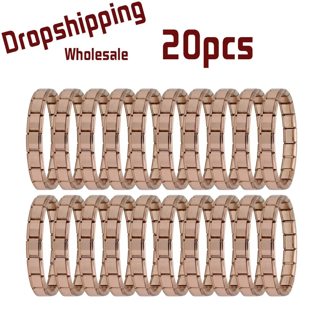 20pcs Wholesale charms italian Stainless Steel 9mm Colorful Style Elastic Bracelet for Woman Men DIY Making Gift Dropshipping