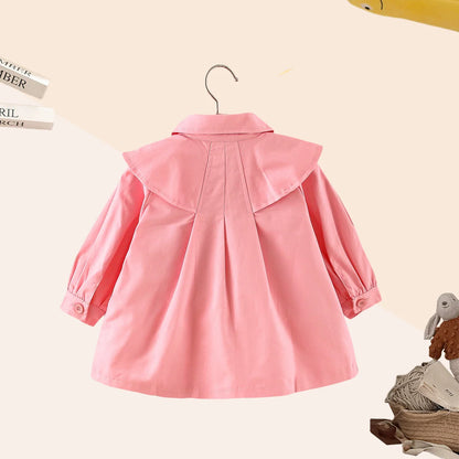 Baby Spring Clothing Autumn Girl Cotton Coat Children's Solid Korean Single breasted Windproof Loose and Simple Coat