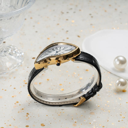 Medieval alien watches melt and twist y2k alien ladies and men Leather strap fashion advanced ins niche design quartz watch