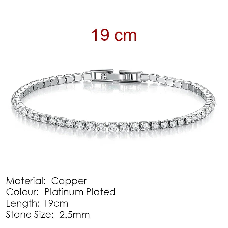 Fashion Multicolor Tennis Bracelet for Women 2.5/3/4/5mm Zirconia Charm Designer Tennis Chain Men Bracelet Wedding Jewelry KC128