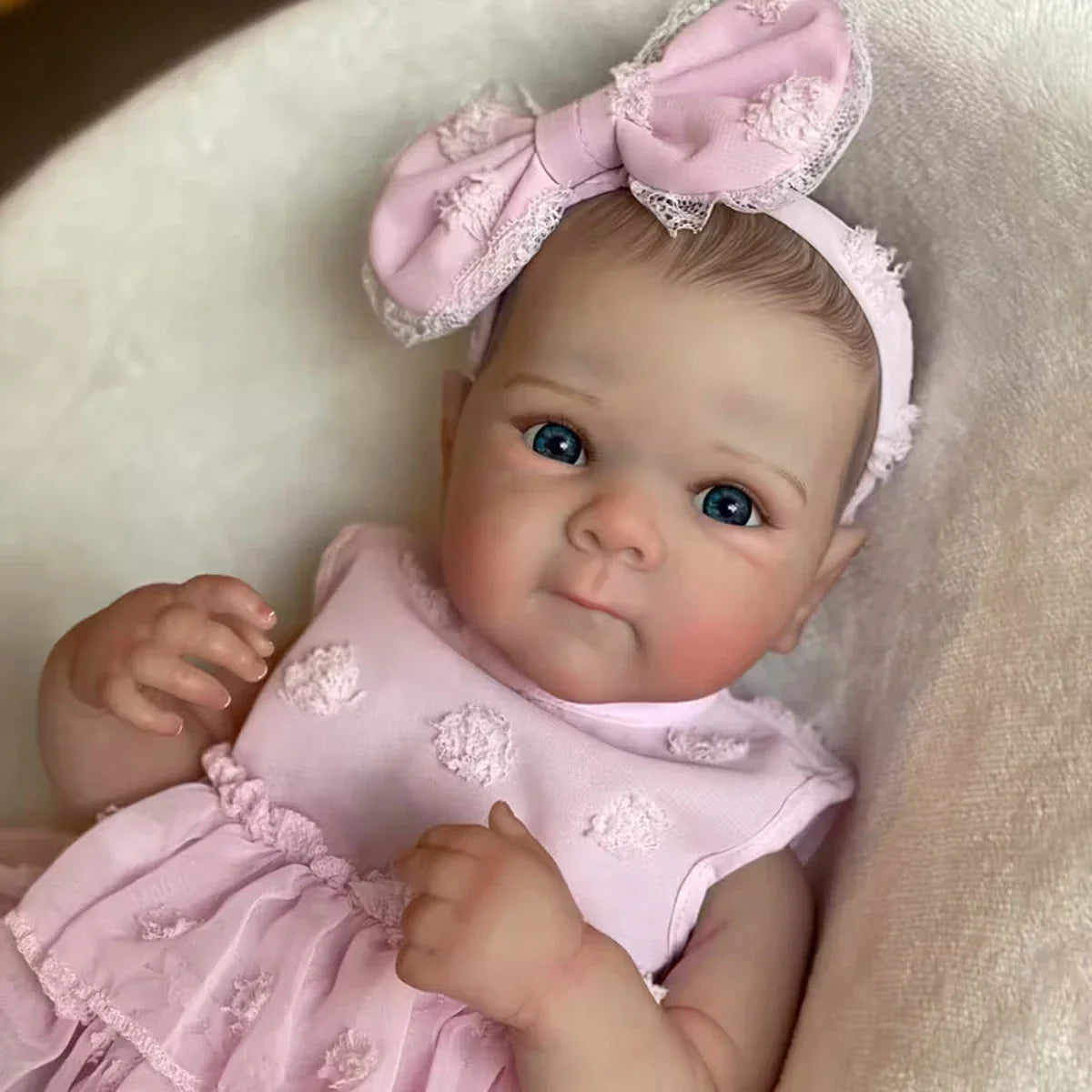 JOYORA Full Body Vinyl Girl Rebirth Doll Visible Blood Vessel Rebirth Doll, Pink Dress Butterfly Christmas Gift Family Holiday