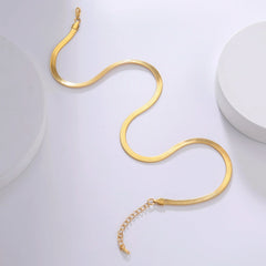 Skyrim Stainless Steel Snake Chain Necklace for Women Men Gold Color Herringbone