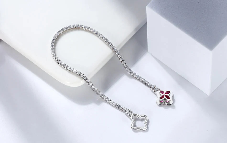 ORSA JEWELS Authentic 925 Sterling Silver Tennis Chain Bracelet Moulding Process Hanmade High-end Hand Chain for Man Woman SB128