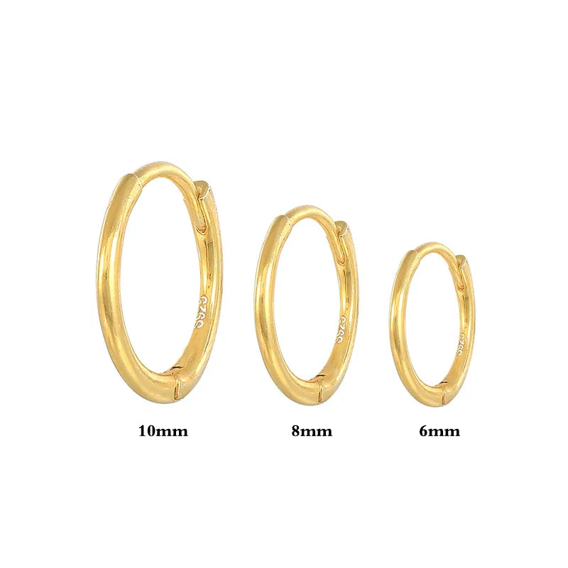 100% Real S925 Sterling Silver Jewerl Hoop Earrings For Women Girls Trendy O Shape Round Cirle Earring orecchini donna joyeria