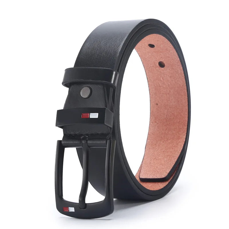 Men's PU Leather Alloy Pin Square Buckle Belt BusinessLeisure Belts Fashion WaistBelts for Men