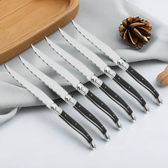 9'' Laguiole Steak Knives Set Serrated Triple Rivet Ergonomic Handle Stainless Steel