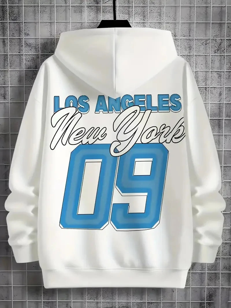 Fashionable new men's autumn Statue of Liberty print soft and comfortable hooded sweatshirt outdoor street style top