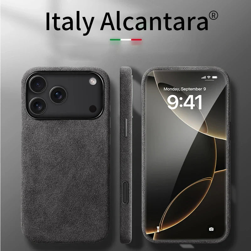 100% Italian Alcantara Magnetic Case for iPhone 17 Pro Max Air Luxury Magsafe Cover Leather Phone Cases for iPhone 17Pro 17Air