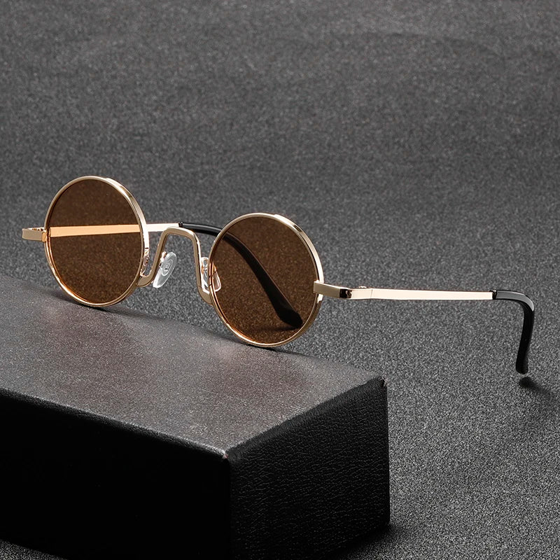 Fashion Retro Round Hippie Sunglasses for Women Men Trendy Punk Disco Party Glasses Circle Metal UV Protection Sunglasses