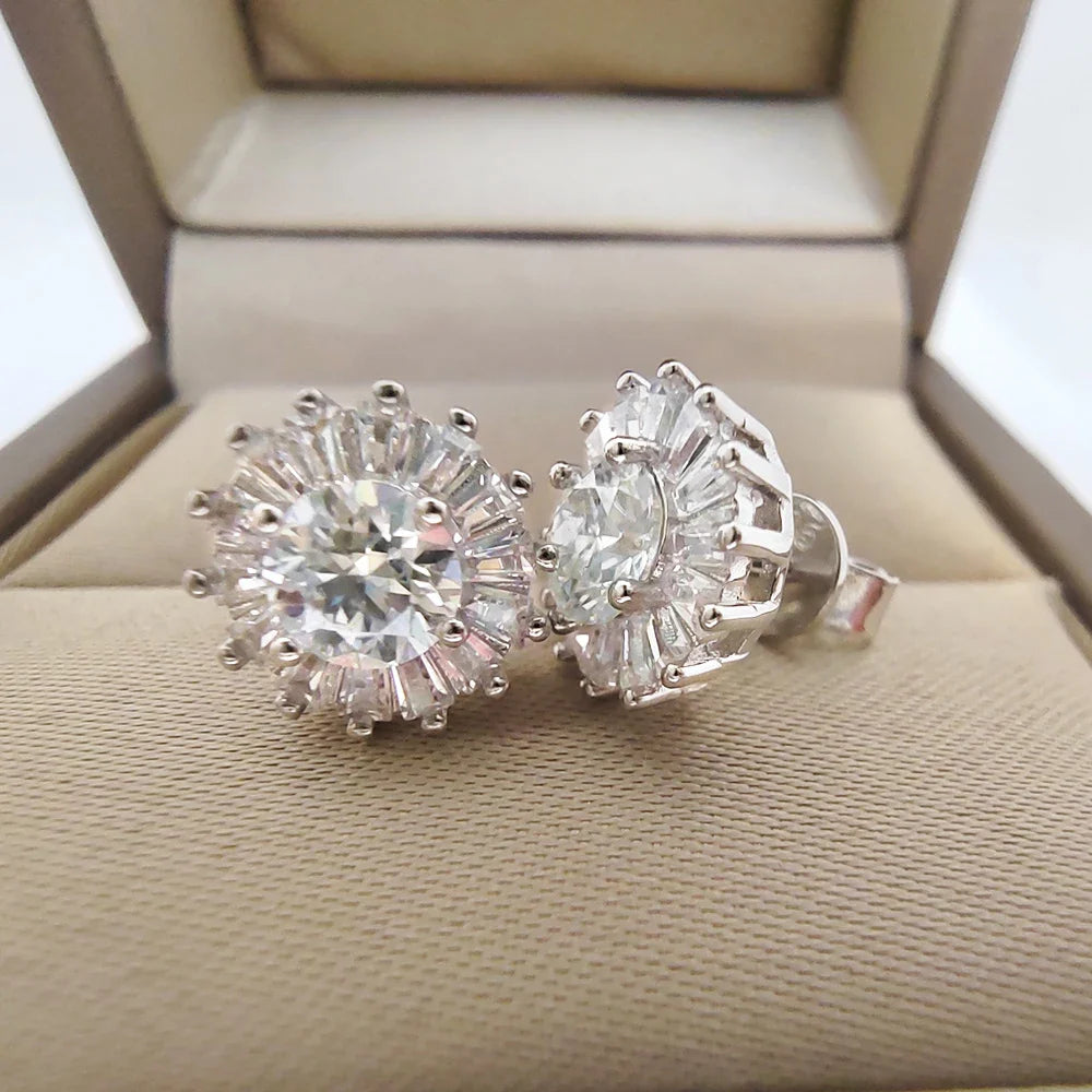 Luomansi 0.5CT 5MM D Moissanite Earrings S925 Silver Passed the Diamond Test Women Jewelry Wedding Party Birthday Gift