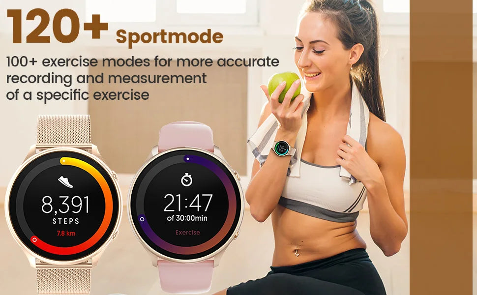 Women's Fitness Smartwatch with 1.20" Display Heart Rate Sleep Monitor Menstrual Cycle Tracker IP67 Waterproof for iOS Android