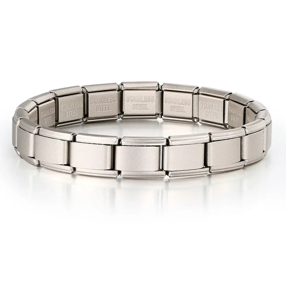 Italian Charm Link for Women Men 9mm Width Silver Gold Color Chain Stainless Steel Bracelet on Hand DIY Making Jewelry Wholesale