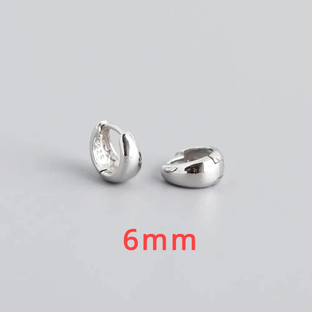 INZATT 100% 925 Sterling Silver 18K 6/7/8/9/10mm Round Hoop Earrings for Women Classic Fine Jewelry Minimalist Accessories