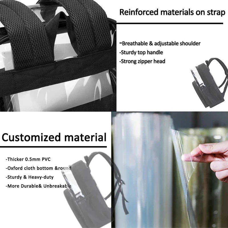 Backpack Waterproof Transparent School Bag Girl Large Capacity Backpack Solid Clear Backpack Men Fashion Transparent Plastic Bag