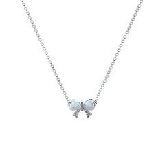 Light And Luxurious Opal Bow Necklace Women's Ins Fashionable And Versatile