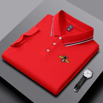 Embroidered New Men's Business Casual Short Sleeved Polo Shirt, Fashionable, Breathable, Comfortable and Versatile Top