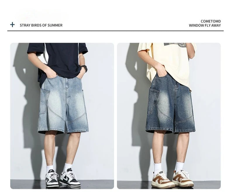 Baggy Denim Shorts Fashion Casual Straight Harajuku Jeans