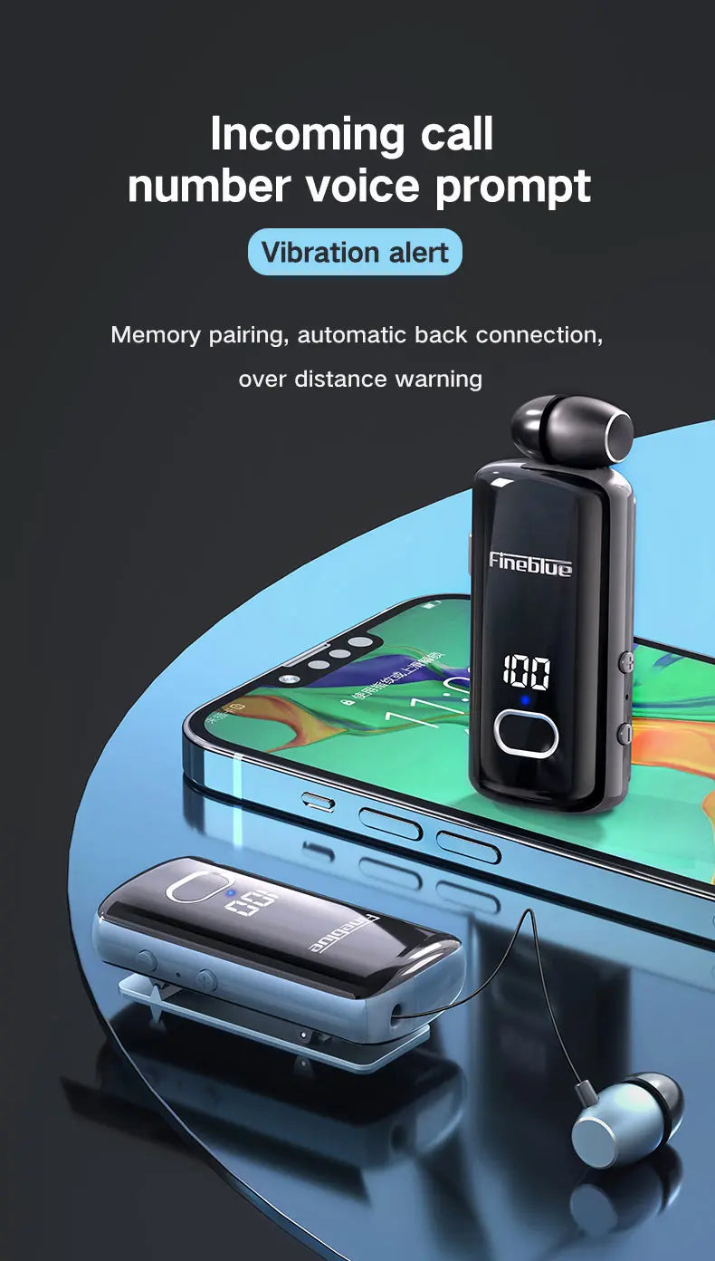 Fineblue F580 Wireless Earphone Bluetooth 5.3 Retractable Portable Headset Calls Remind Vibration Sport Run Headphone F920 F520