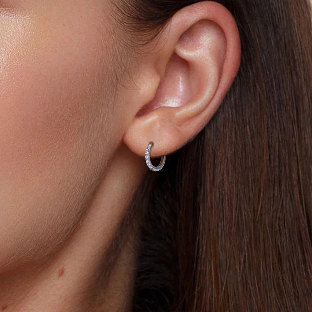 2/20PCS G23 Titanium Piercing Round Earrings Hoops with Zircon Ear Buckle Women Ear Tragus Cartilage Helix Piercing Jewelry
