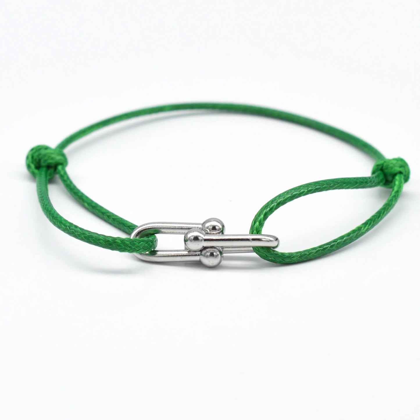 Simple Bamboo Horseshoe Buckle Bracelet Braided Ribbon Adjustable DIY Rope Bracelets Women Men Stainless Steel Jewelry