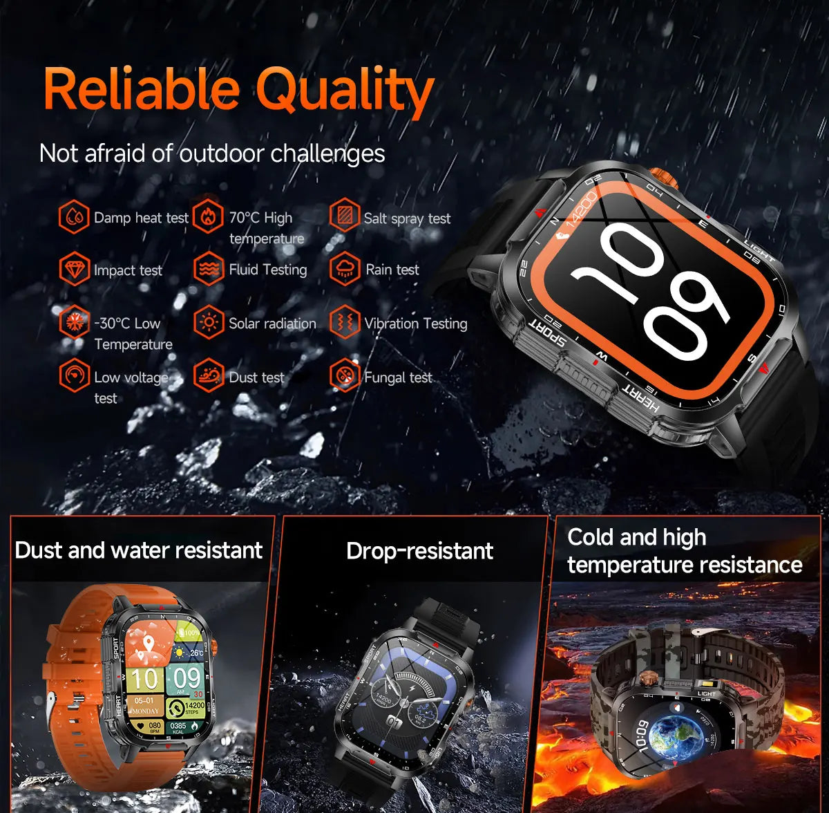 New Global Smartwatch 2.01 Inch 1100mAh Large Battery LED Light Compass Men Outdoor Sport Watch Voice Assistant Wireless Call