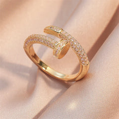 Women Adjustable Nail Ring Korean Fashion Punk Cubic Zirconia Ring Daily