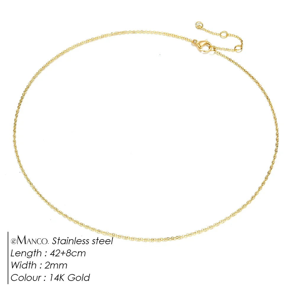 eManco Fine Chain Necklace Stainless Steel Gold Color Pendants Short Long Statement Women  Colar Gift Stainless Steel Jewelry