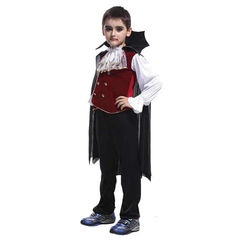 Kids' Halloween Gothic Vampire & Day of The Dead Cosplay Costumes for Boys Top + Pants + Cloak Set Scary Fantasy Outfits