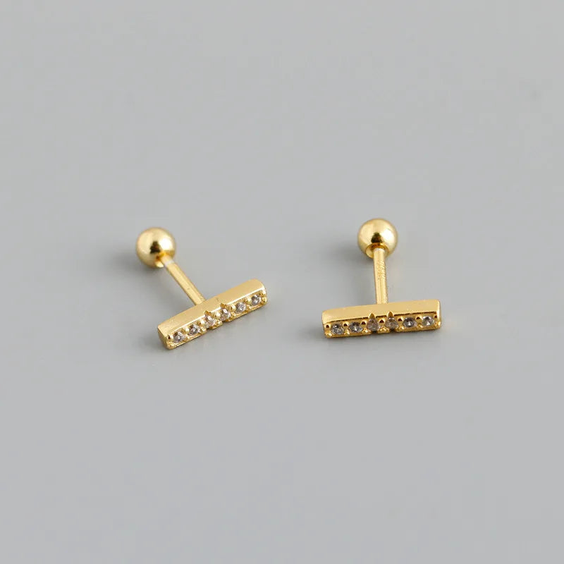 WANTME 925 Sterling Silver Fashion Korean Petal Screw Bead Stud Earrings for Women Charm Ear Bone Piercing Jewelry Accessories
